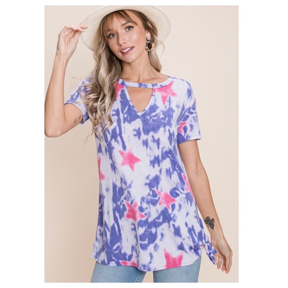 274 ๐ 2 for $16 Pretty purple tie dye star print top - Picture 7 of 7